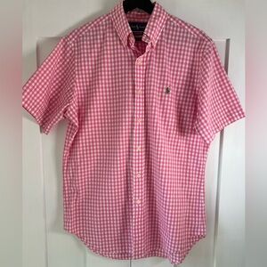 Polo Ralph Lauren Pink Gingham Short Sleeve Button Down Shirt | Size M